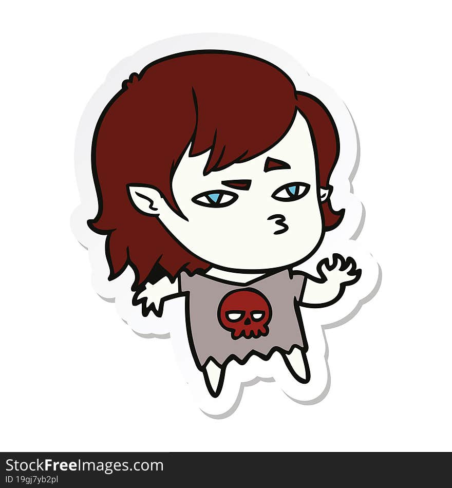 sticker of a cartoon vampire girl