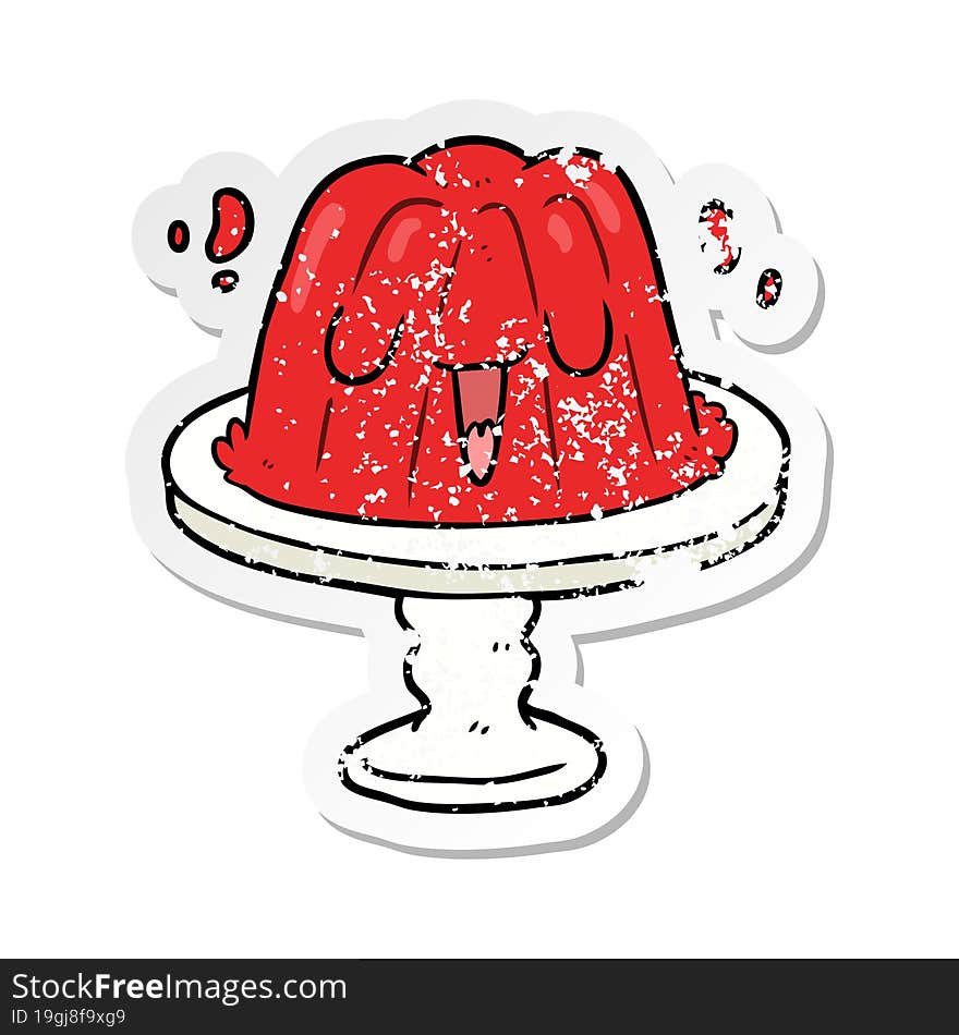 distressed sticker of a cartoon jelly