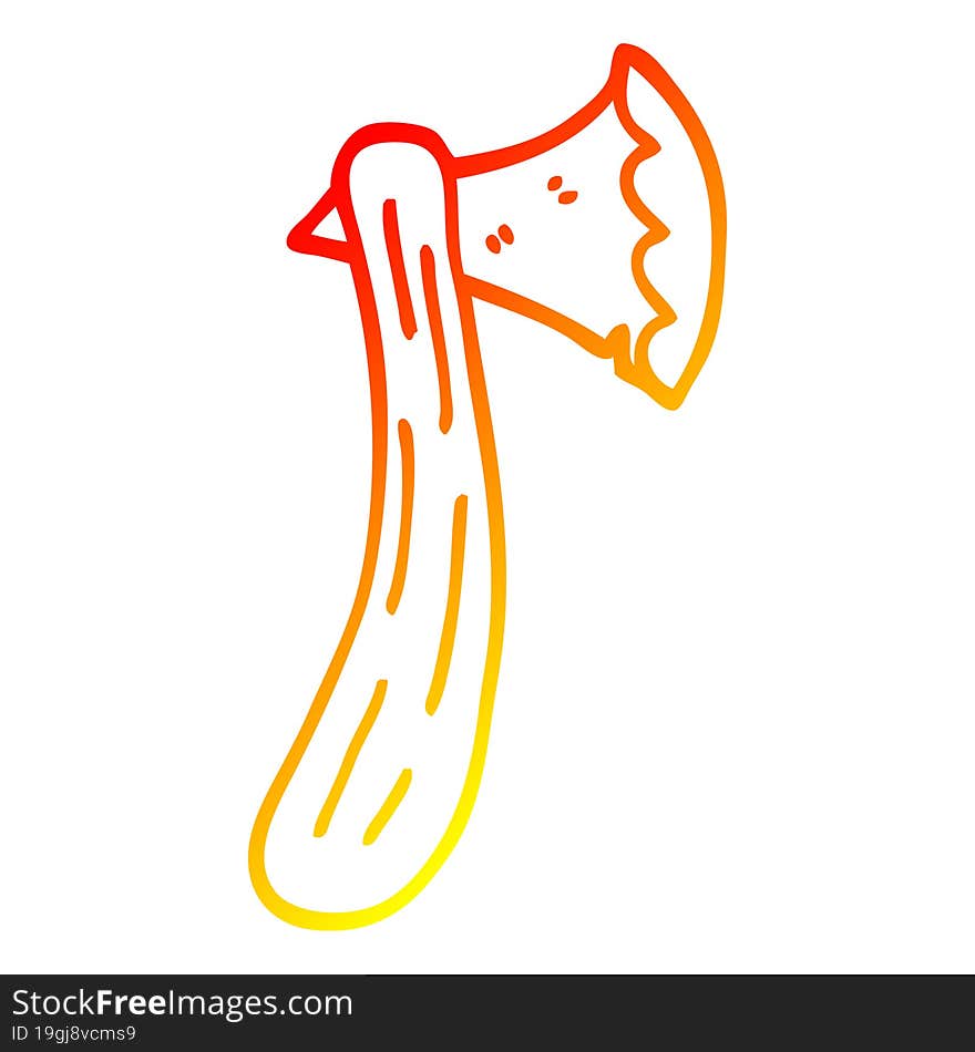 warm gradient line drawing cartoon axe