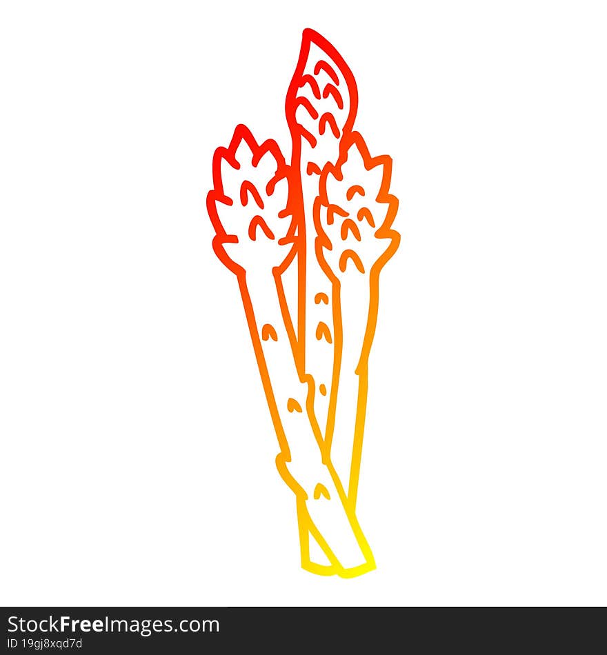 warm gradient line drawing cartoon asparagus plant