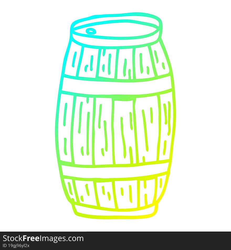 Cold Gradient Line Drawing Cartoon Beer Barrel