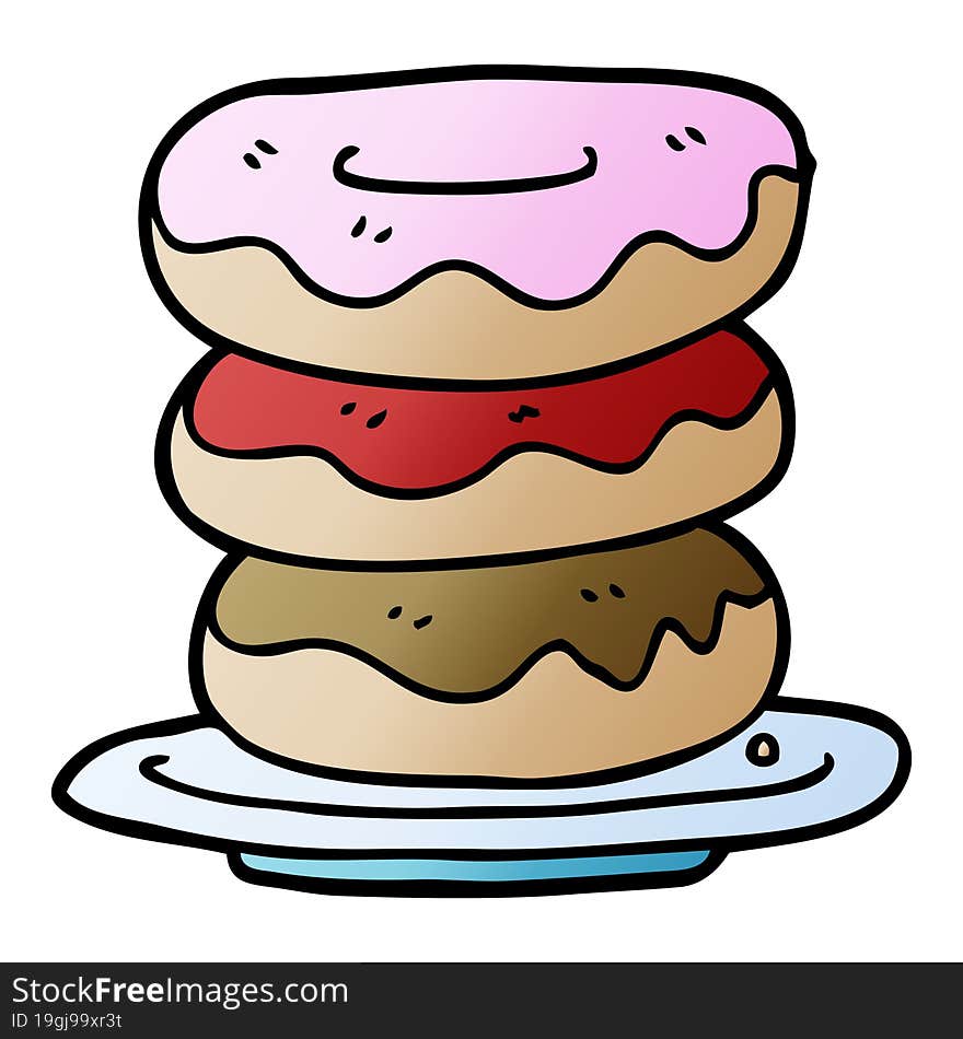 Cartoon Doodle Plate Of Donuts