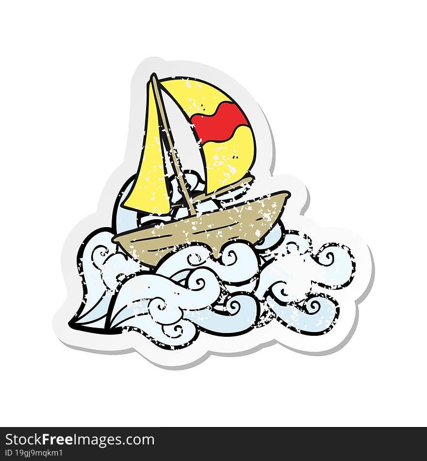 retro distressed sticker of a cartoon sail ship