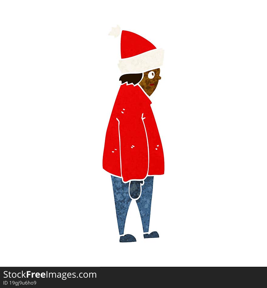 cartoon person in winter clothes