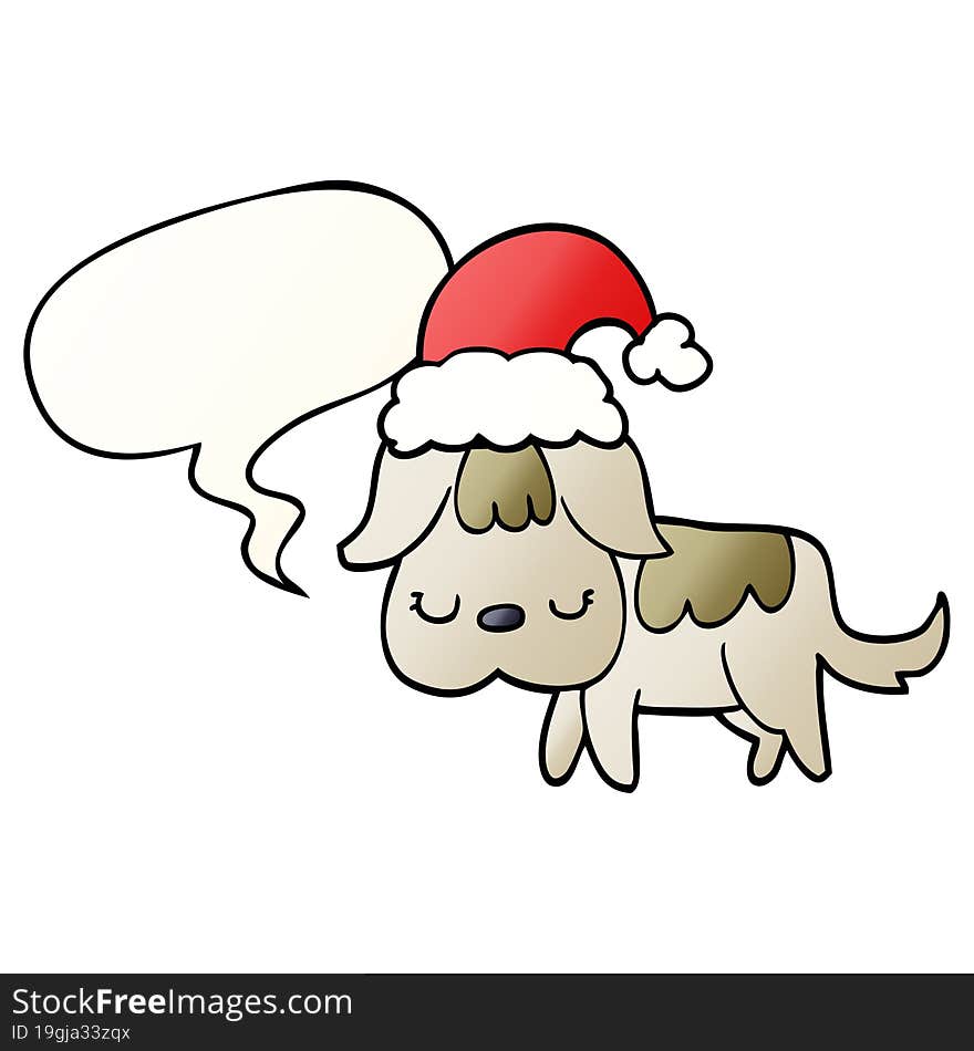 cute christmas dog and speech bubble in smooth gradient style