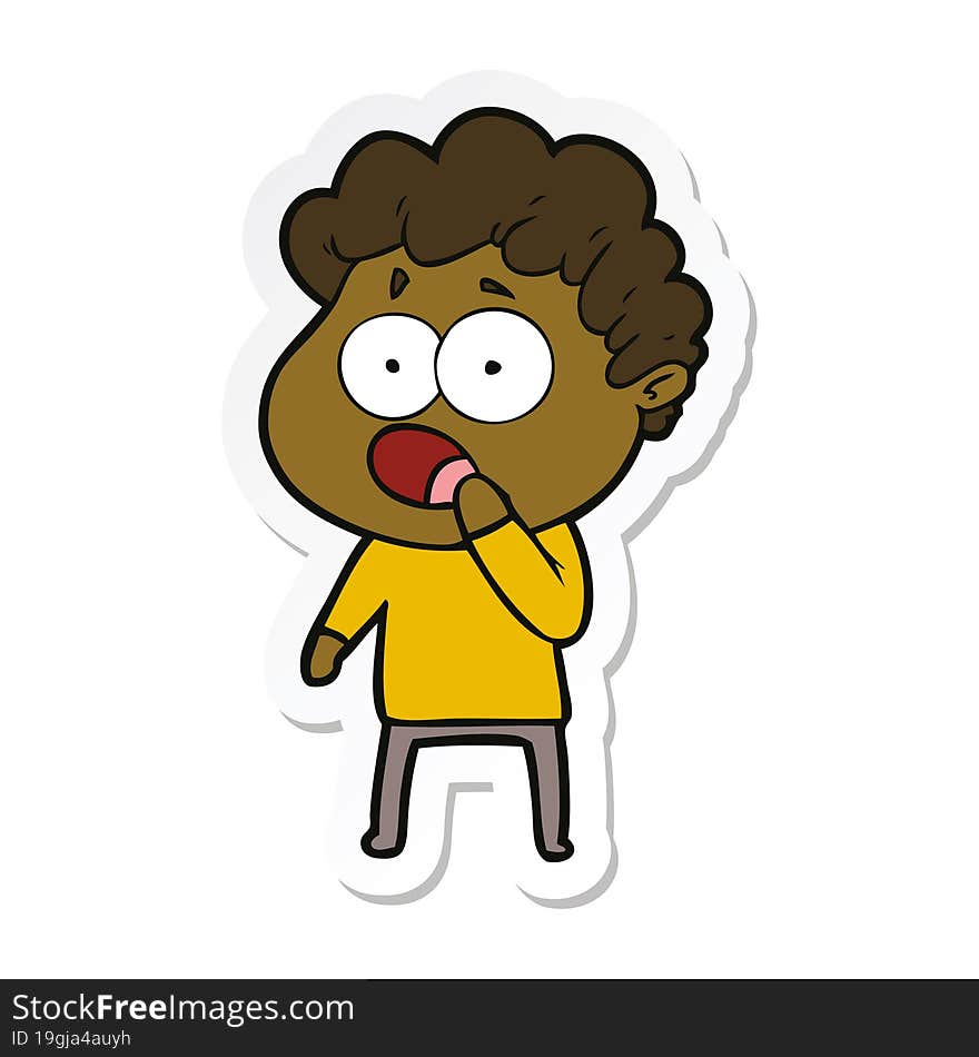 sticker of a cartoon man gasping in surprise