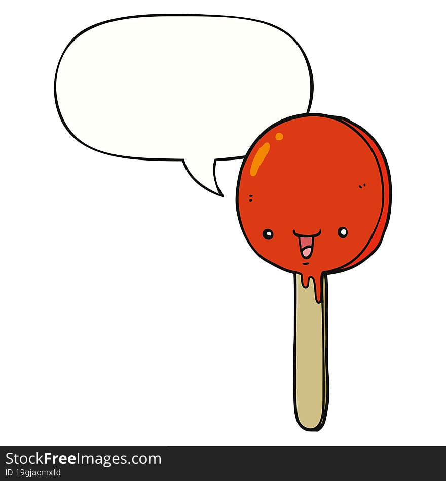 cartoon candy lollipop and speech bubble