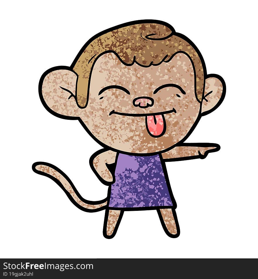 funny cartoon monkey pointing. funny cartoon monkey pointing