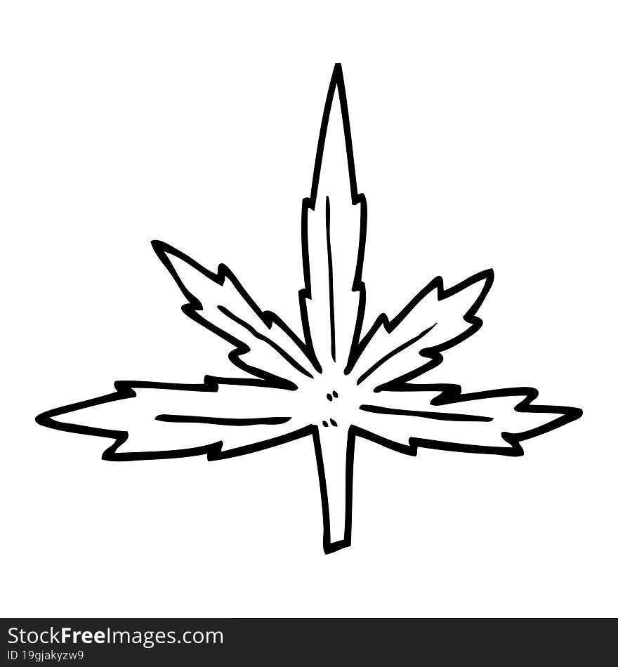 Line Drawing Cartoon Marijuana Leaf