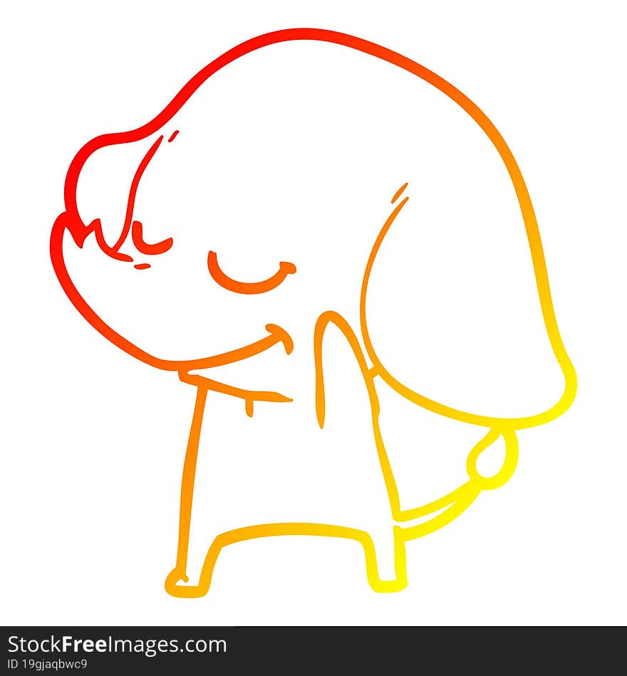 warm gradient line drawing cartoon smiling elephant