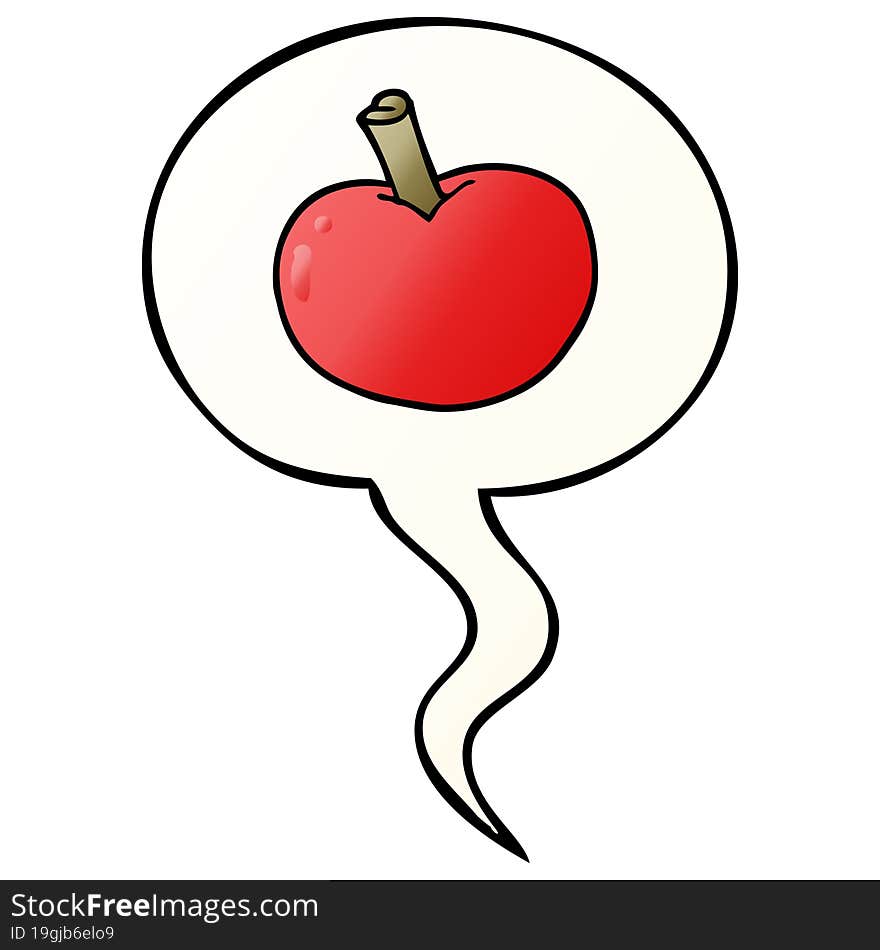 cartoon apple and speech bubble in smooth gradient style