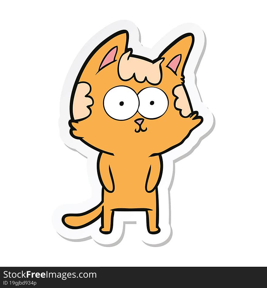 sticker of a happy cartoon cat