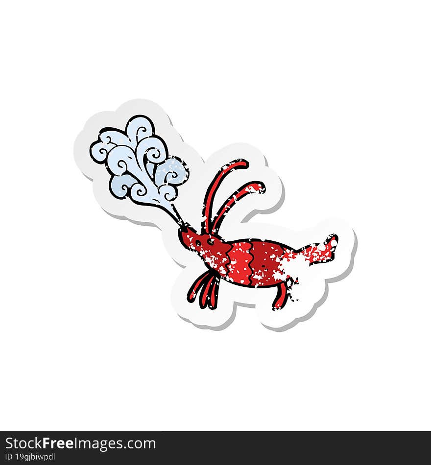 Retro Distressed Sticker Of A Cartoon Shrimp