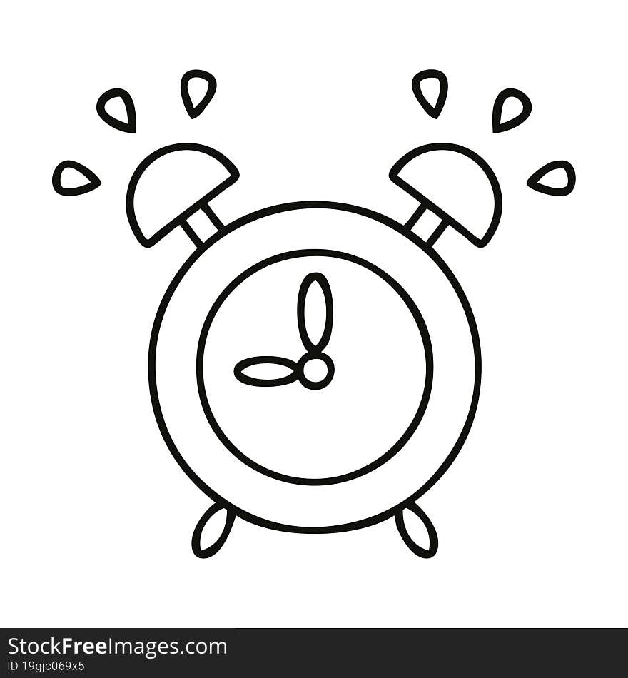 Line Drawing Cartoon Ringing Alarm Clock