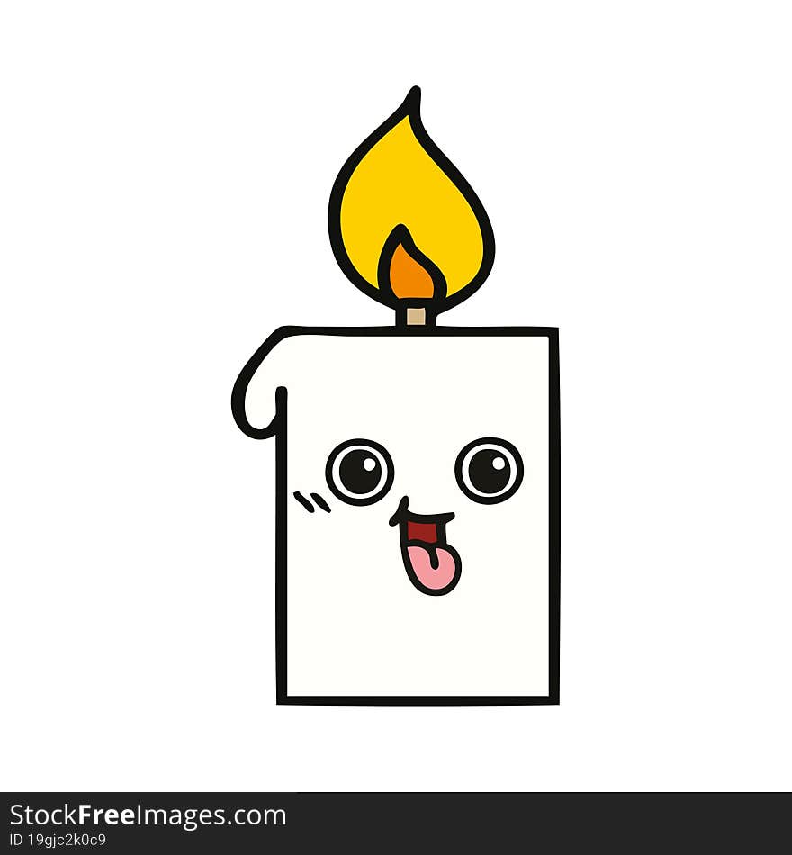 cute cartoon of a lit candle. cute cartoon of a lit candle