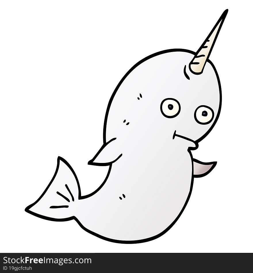 cartoon doodle white narwhal