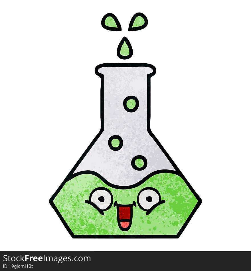 retro grunge texture cartoon of a science beaker