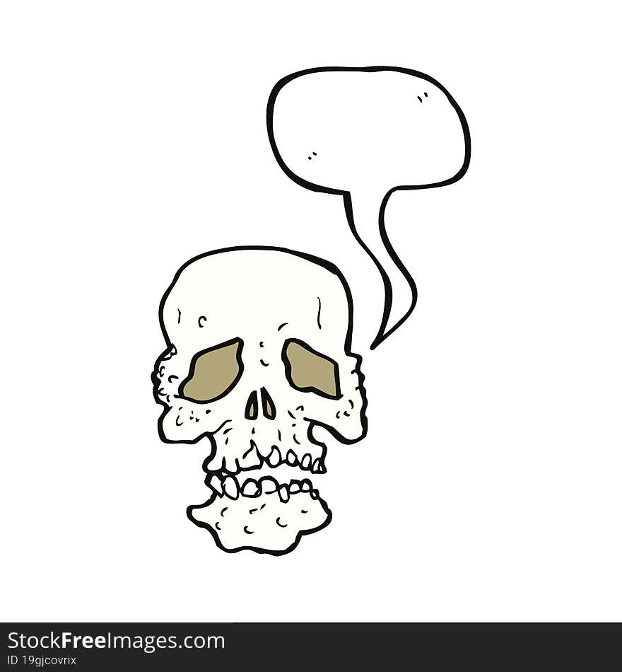 cartoon skull with speech bubble