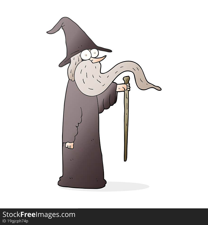 freehand drawn cartoon wizard