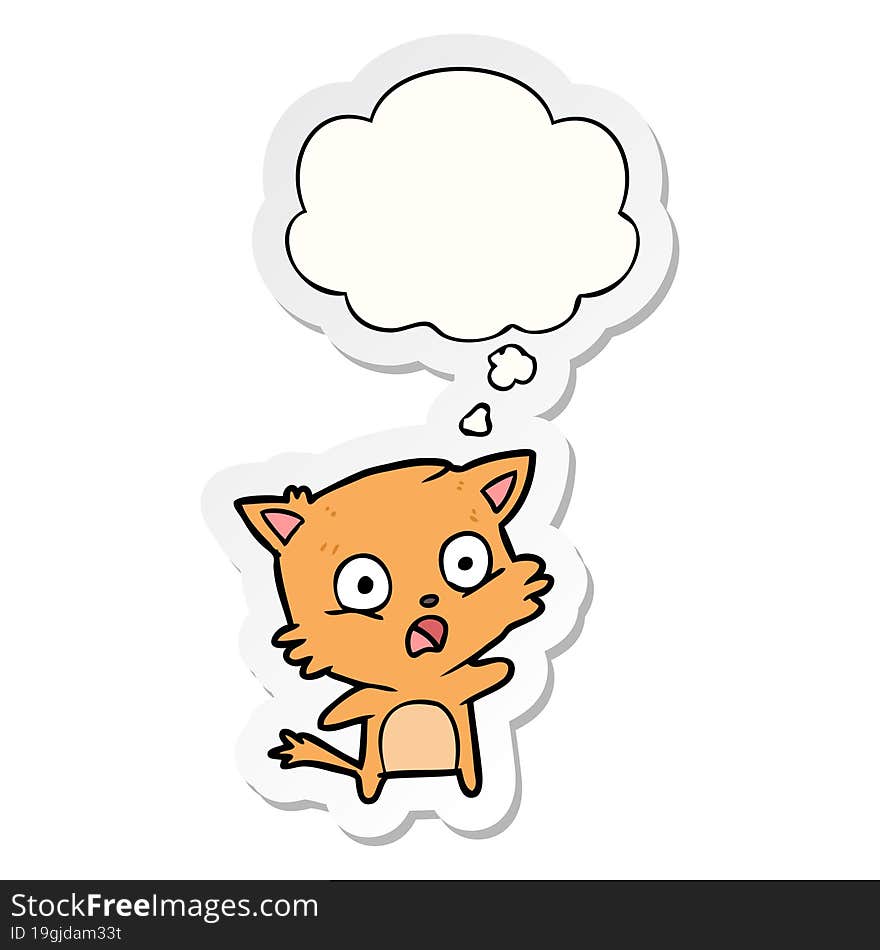 cartoon cat and thought bubble as a printed sticker