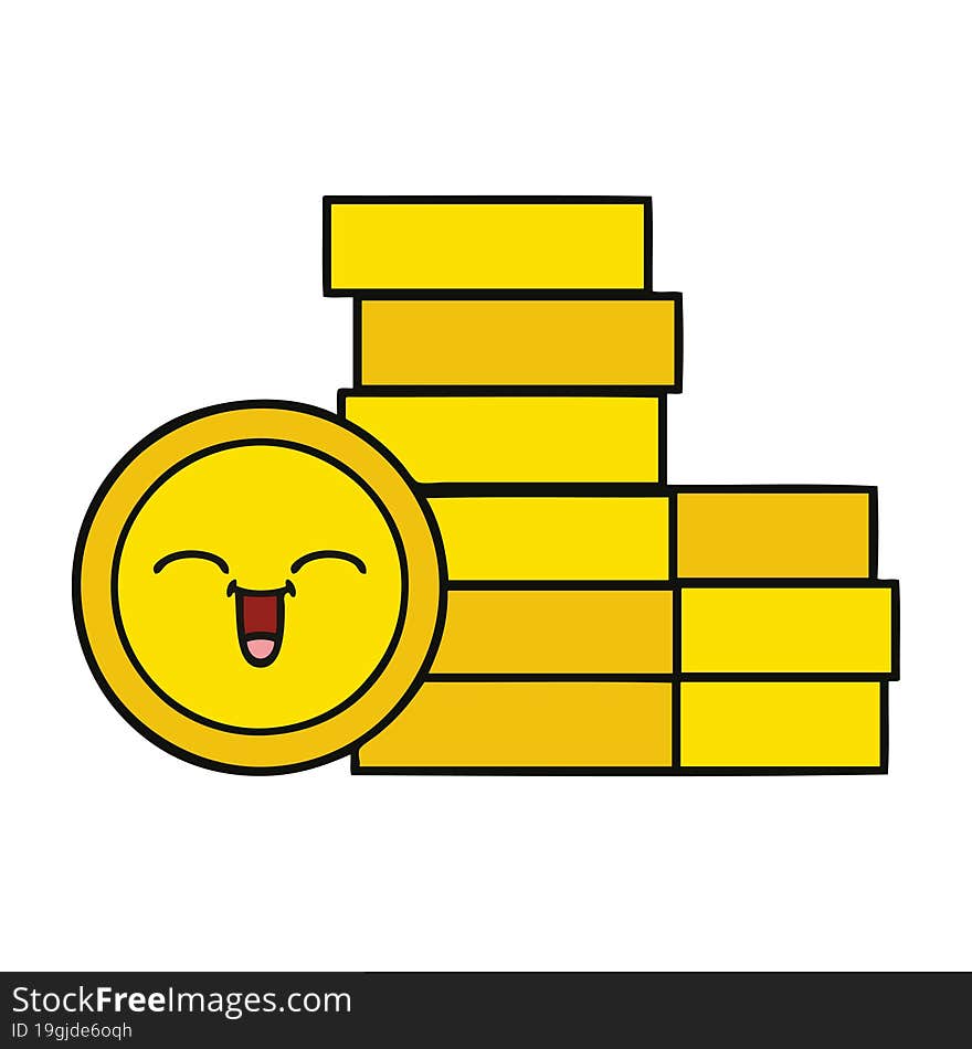 cute cartoon of a coins. cute cartoon of a coins