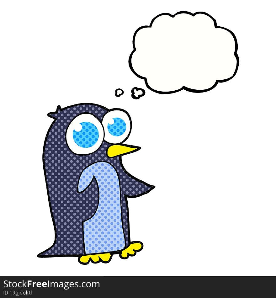 Thought Bubble Cartoon Penguin With Big Eyes