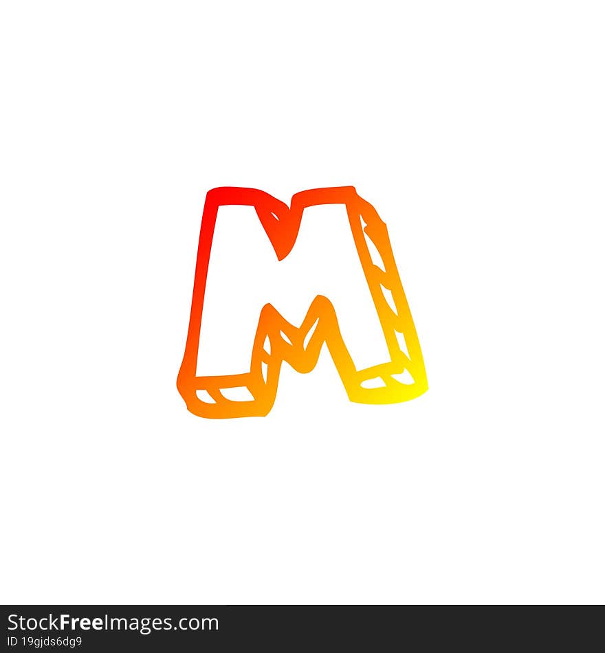 Warm Gradient Line Drawing Cartoon Letter M