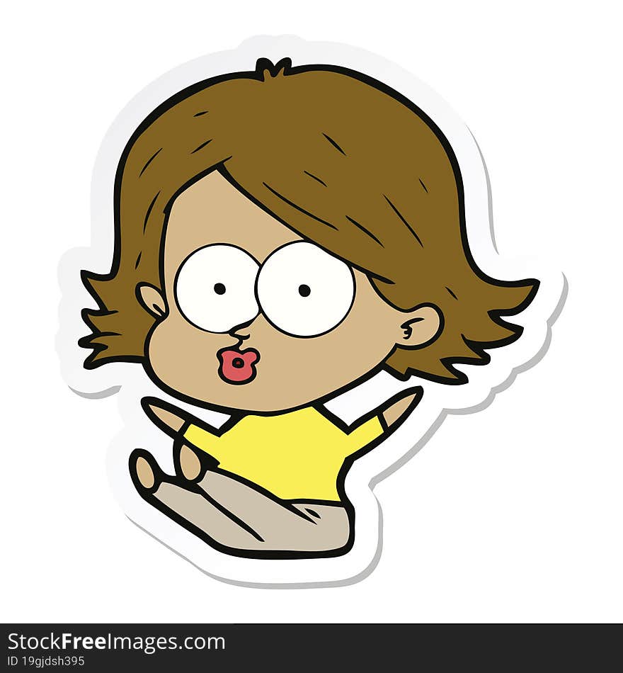 Sticker Of A Cartoon Girl Pouting