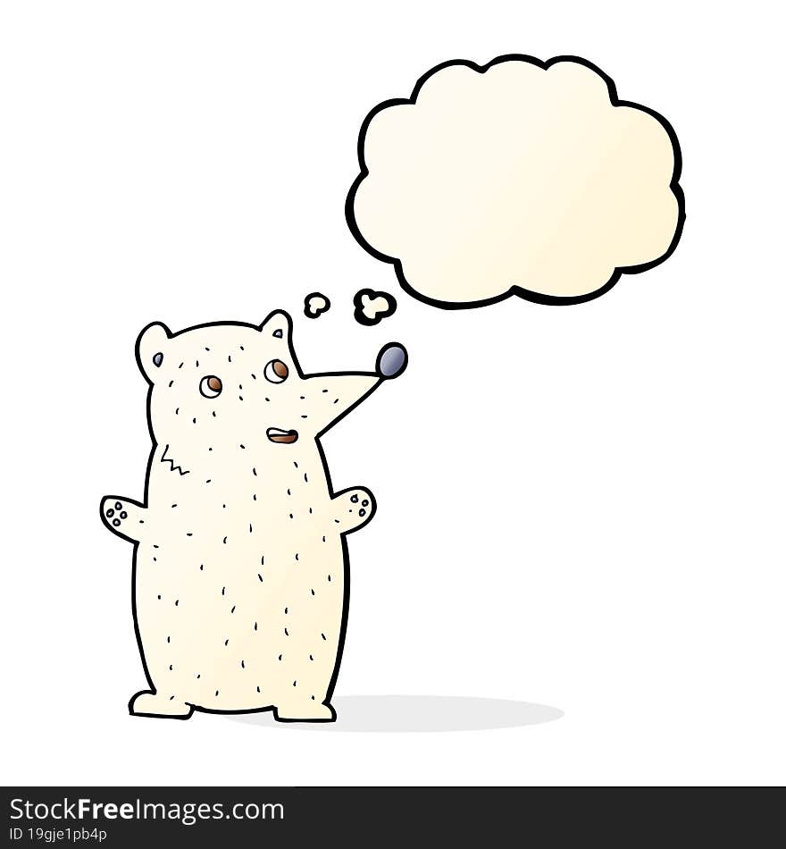 Funny Cartoon Polar Bear With Thought Bubble