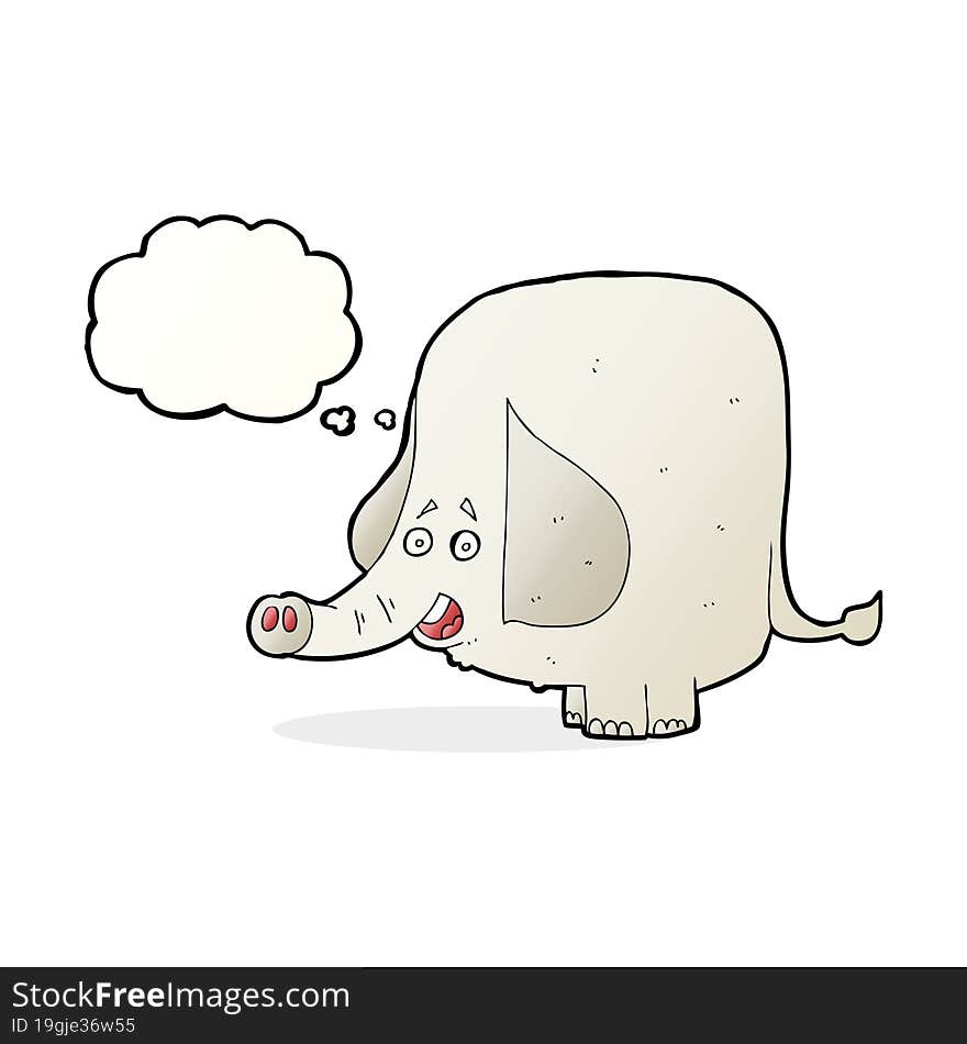 Cartoon Happy Elephant With Thought Bubble