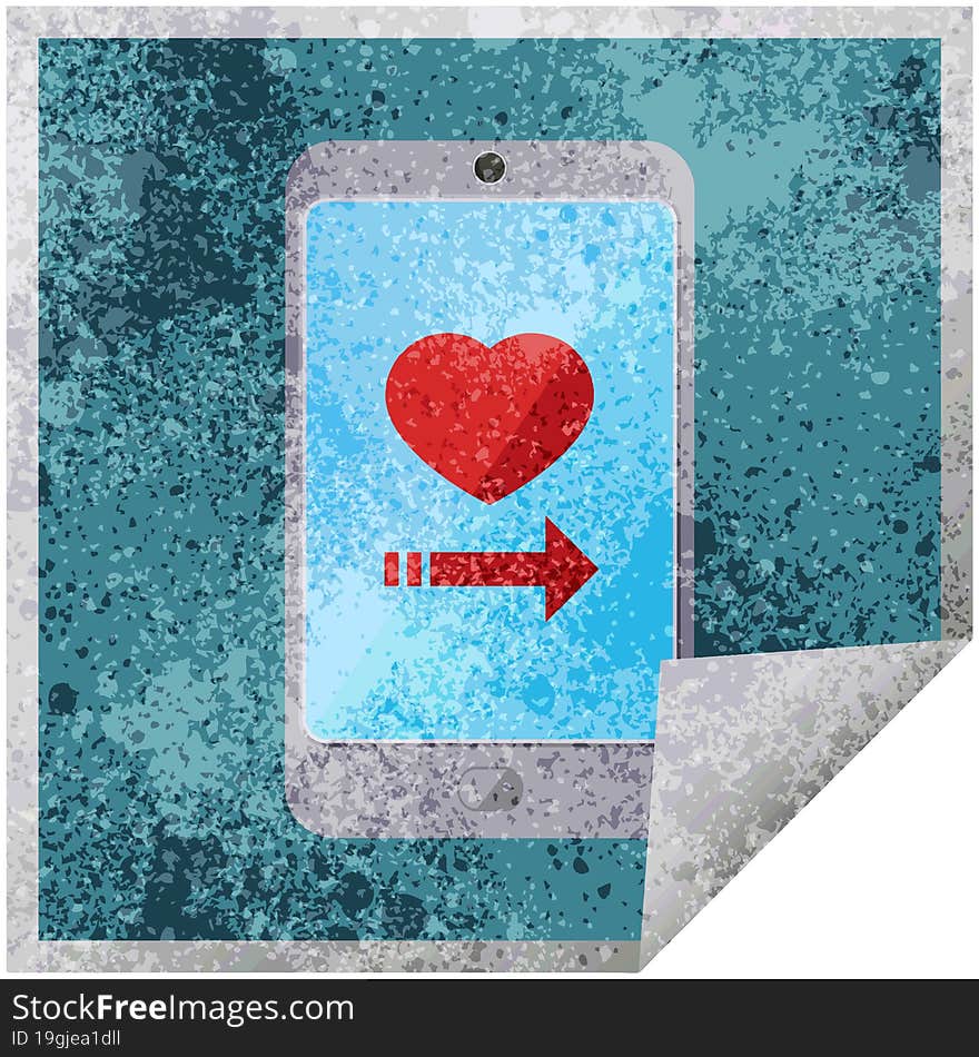 dating app on cell phone graphic square sticker