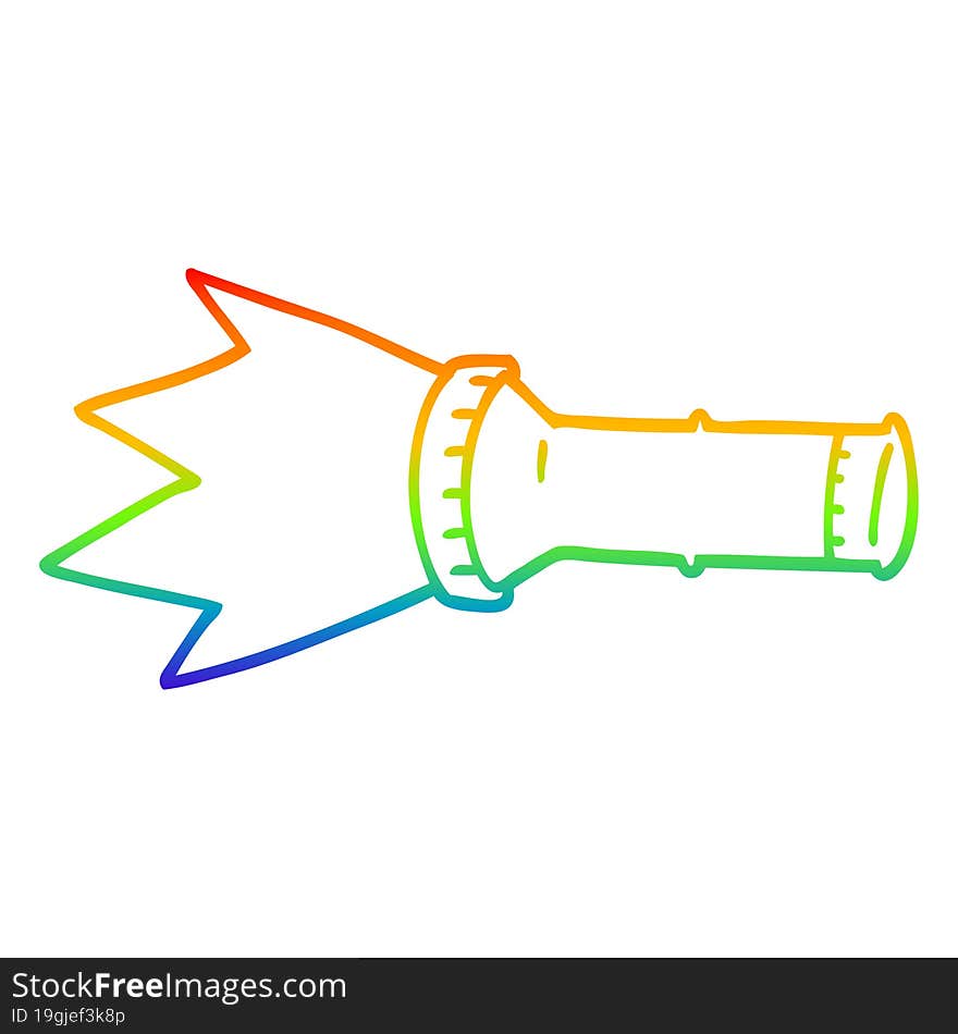 rainbow gradient line drawing of a cartoon electric torch