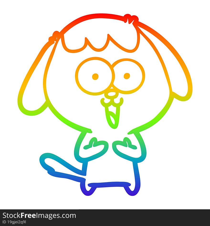 rainbow gradient line drawing of a cute cartoon dog