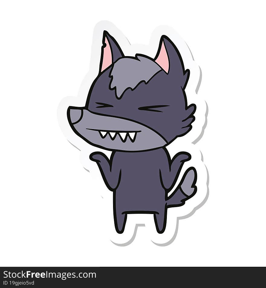 sticker of a angry wolf cartoon