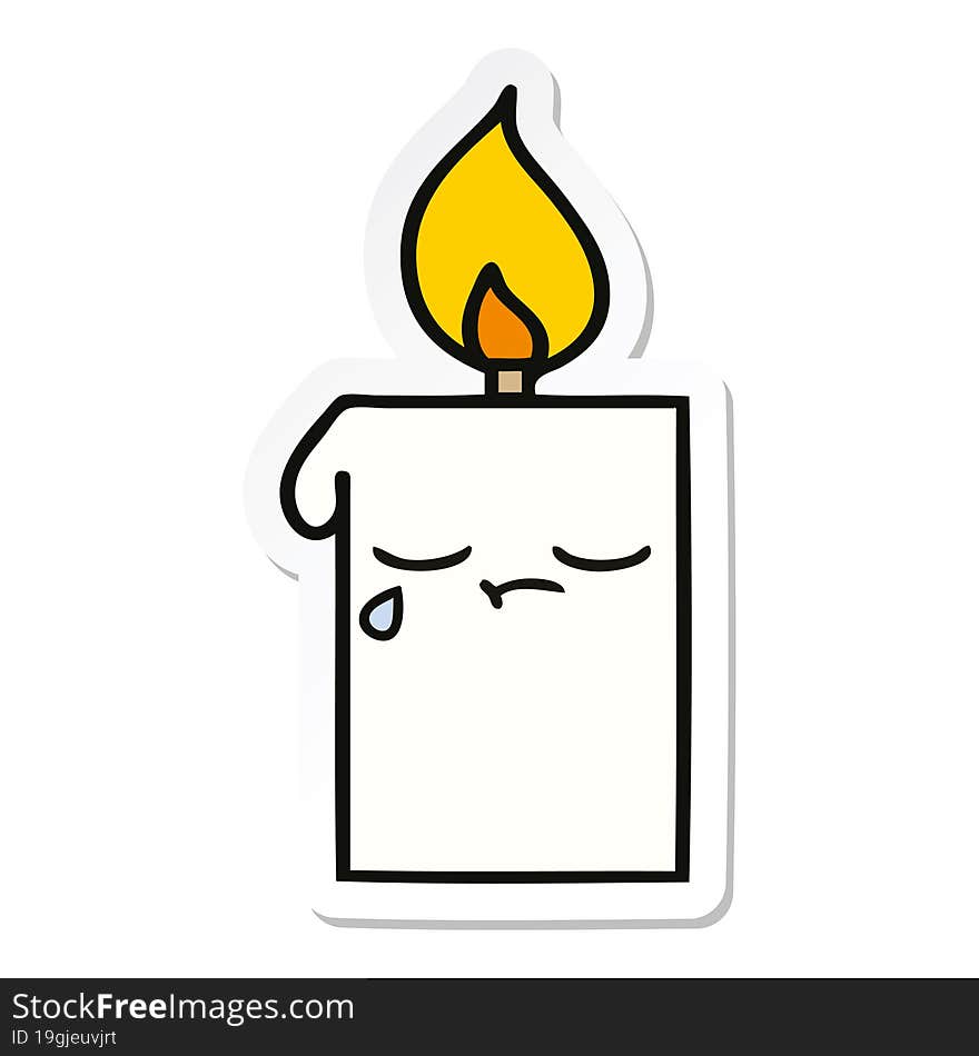 Sticker Of A Cute Cartoon Lit Candle