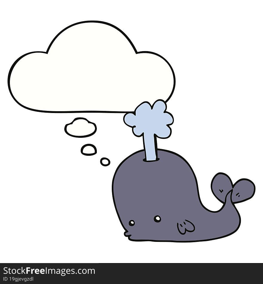 cartoon whale with thought bubble. cartoon whale with thought bubble