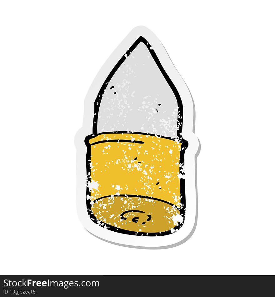 retro distressed sticker of a cartoon bullet