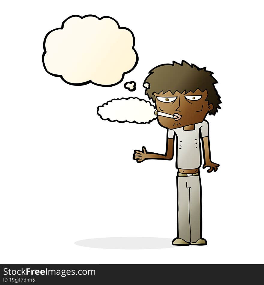 cartoon smoker with thought bubble