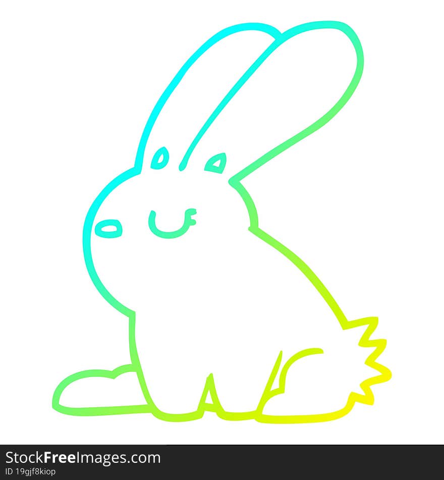 Cold Gradient Line Drawing Cartoon Rabbit