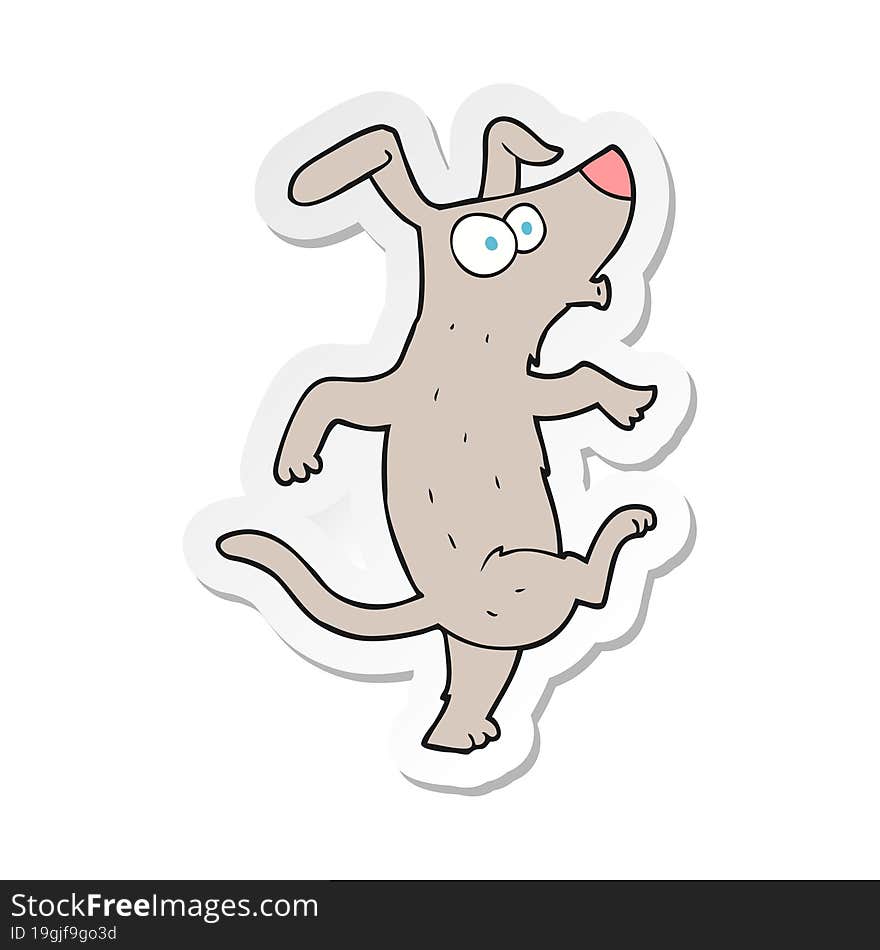 Sticker Of A Cartoon Dancing Dog