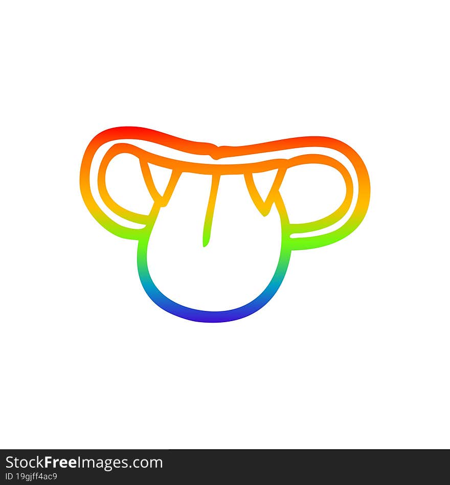 rainbow gradient line drawing of a cartoon vampire mouth