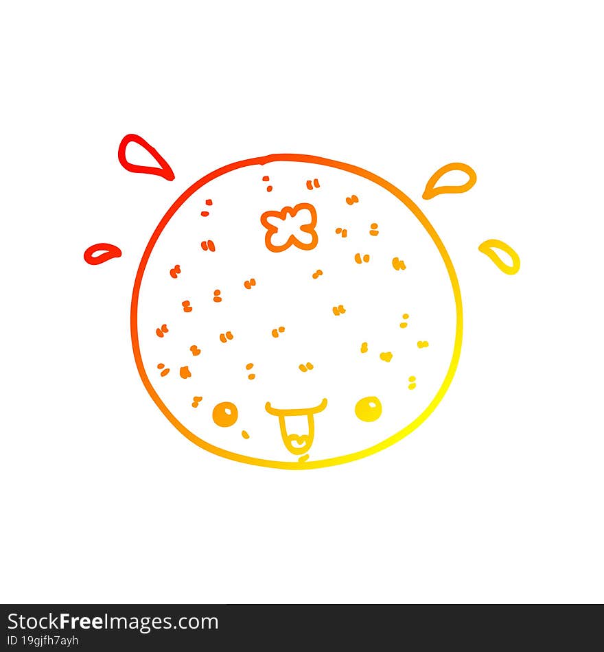 warm gradient line drawing of a cartoon orange