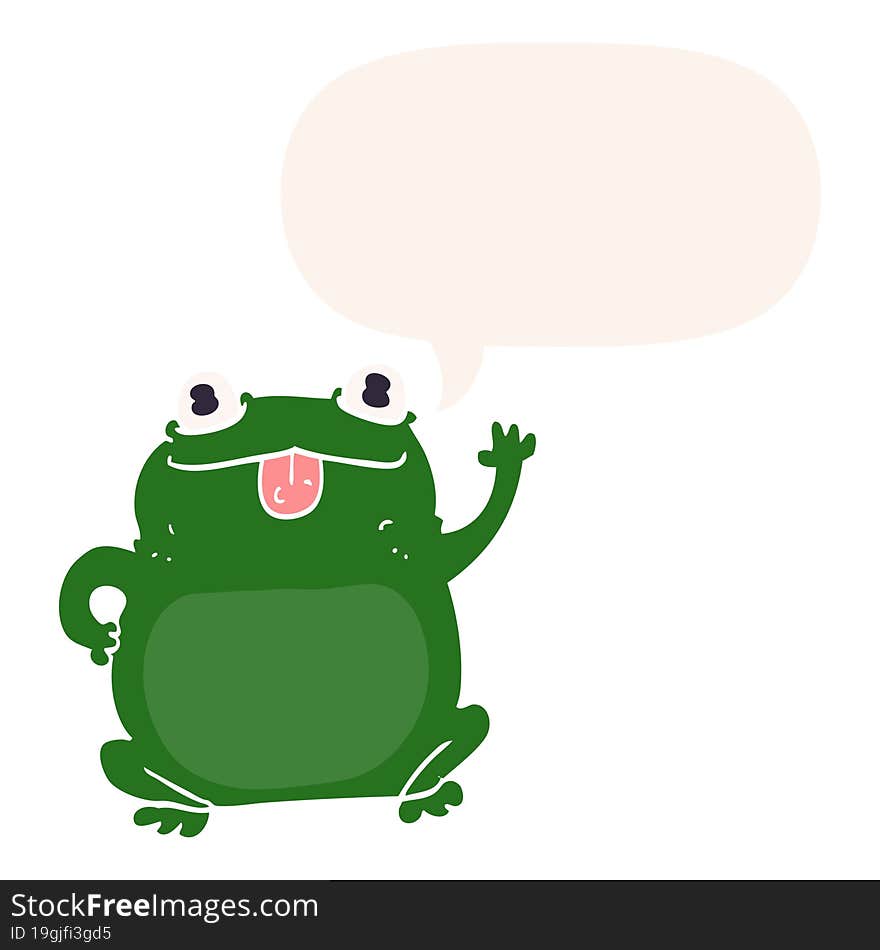 Cartoon Frog And Speech Bubble In Retro Style