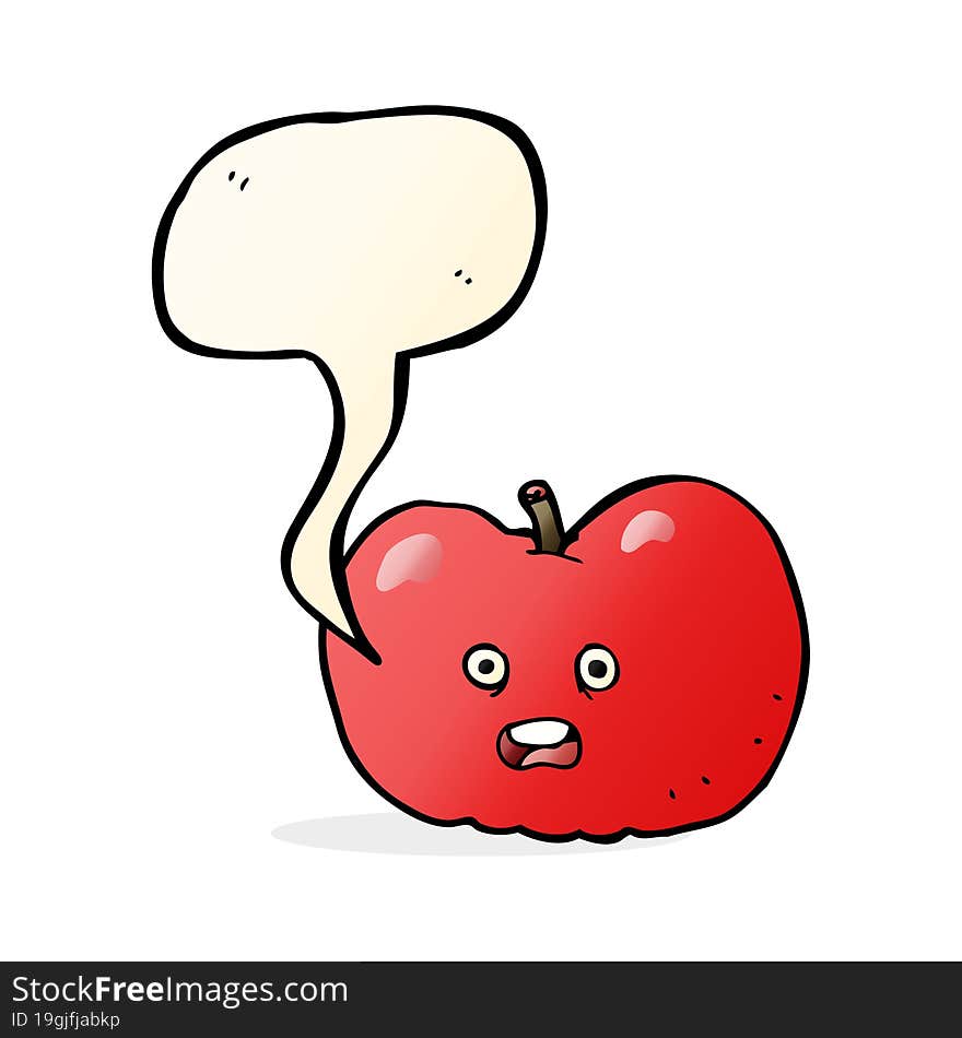 cartoon apple with speech bubble