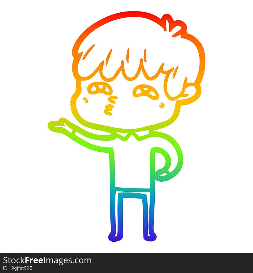 rainbow gradient line drawing cartoon curious man