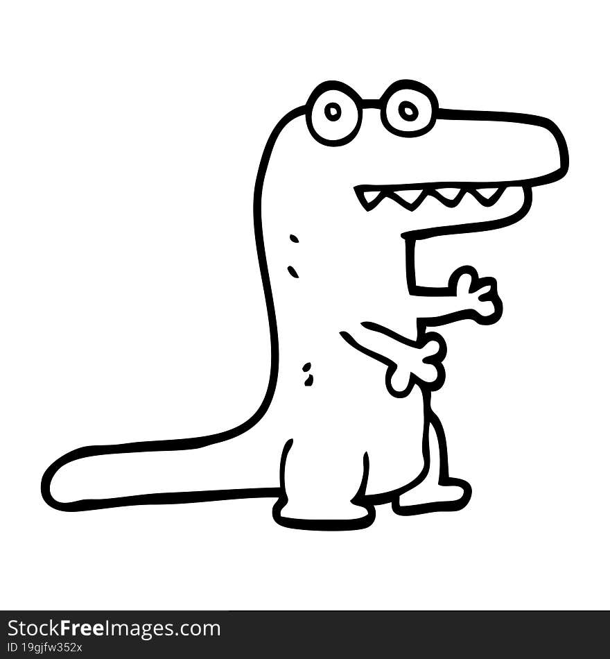 Line Drawing Cartoon Crocodile