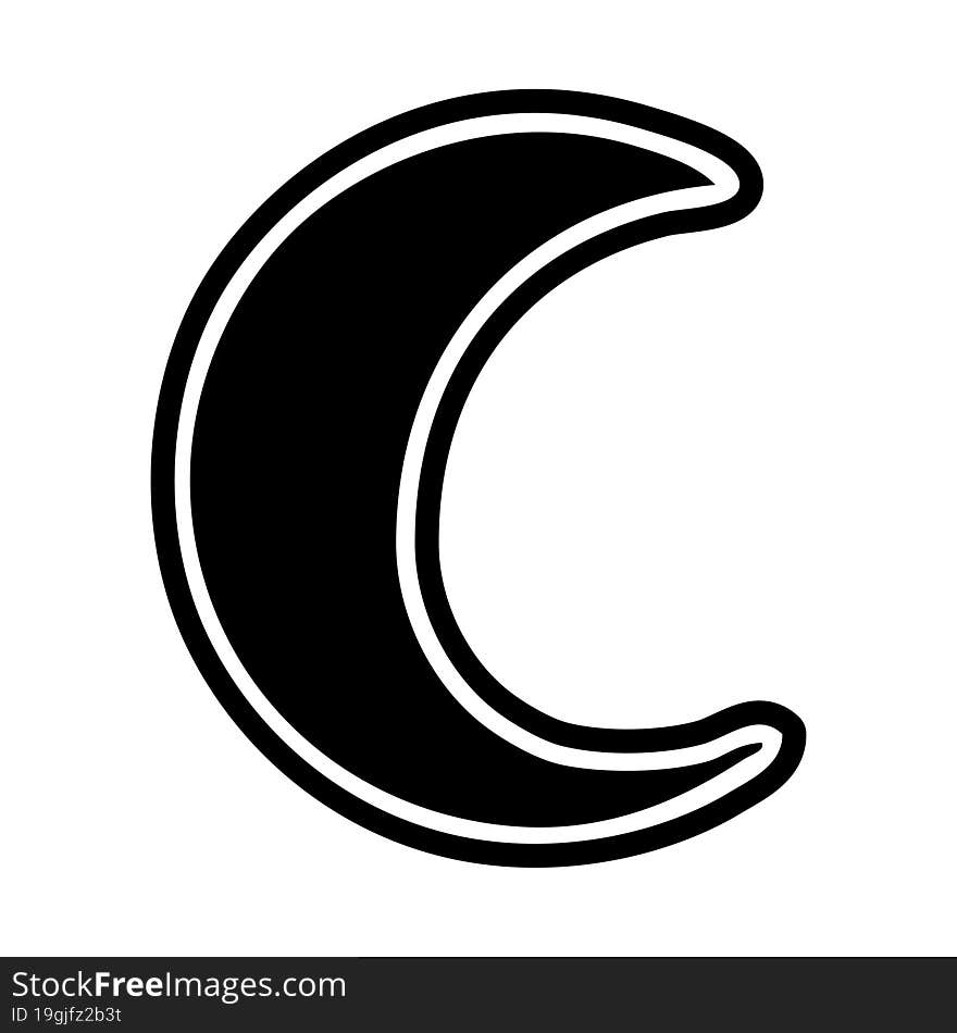 Cartoon Icon Drawing Of A Crescent Moon