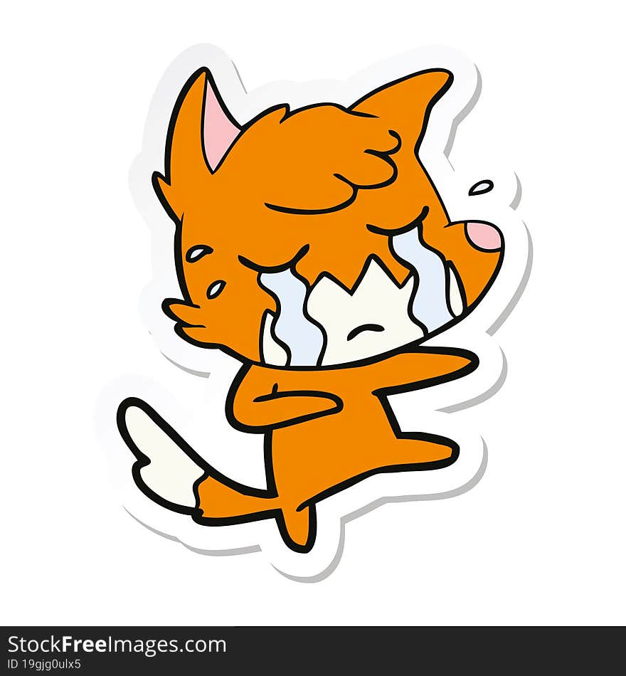 Sticker Of A Crying Fox Cartoon Dancing