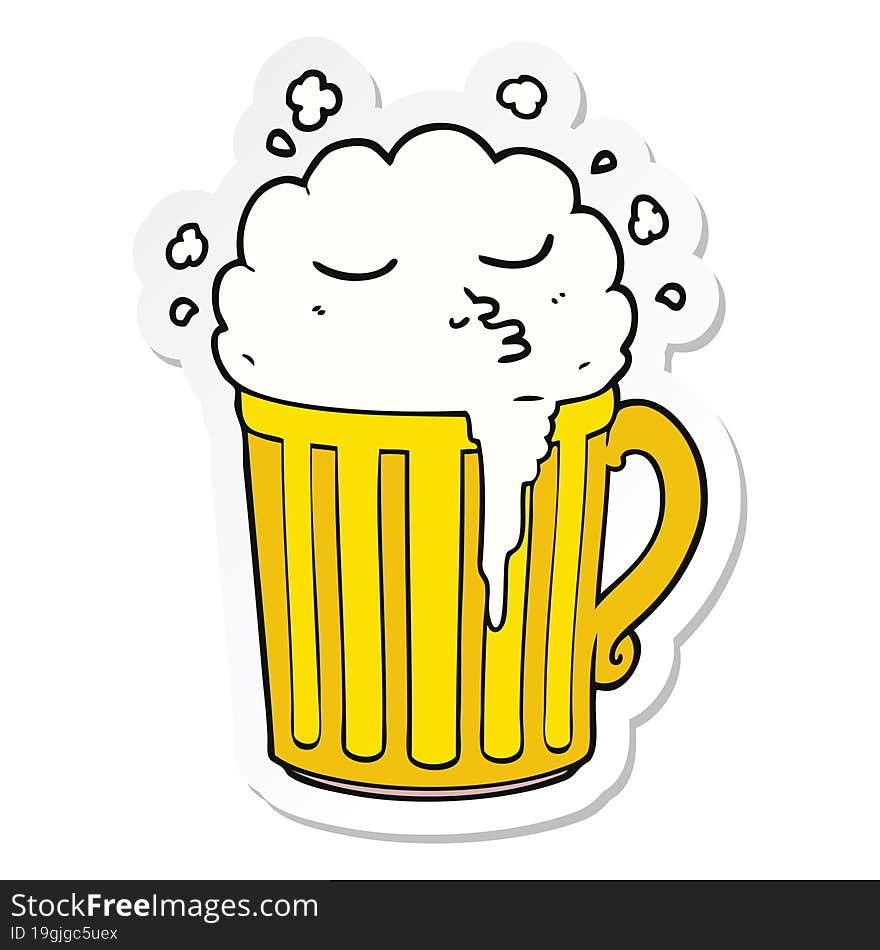 sticker of a cartoon mug of beer