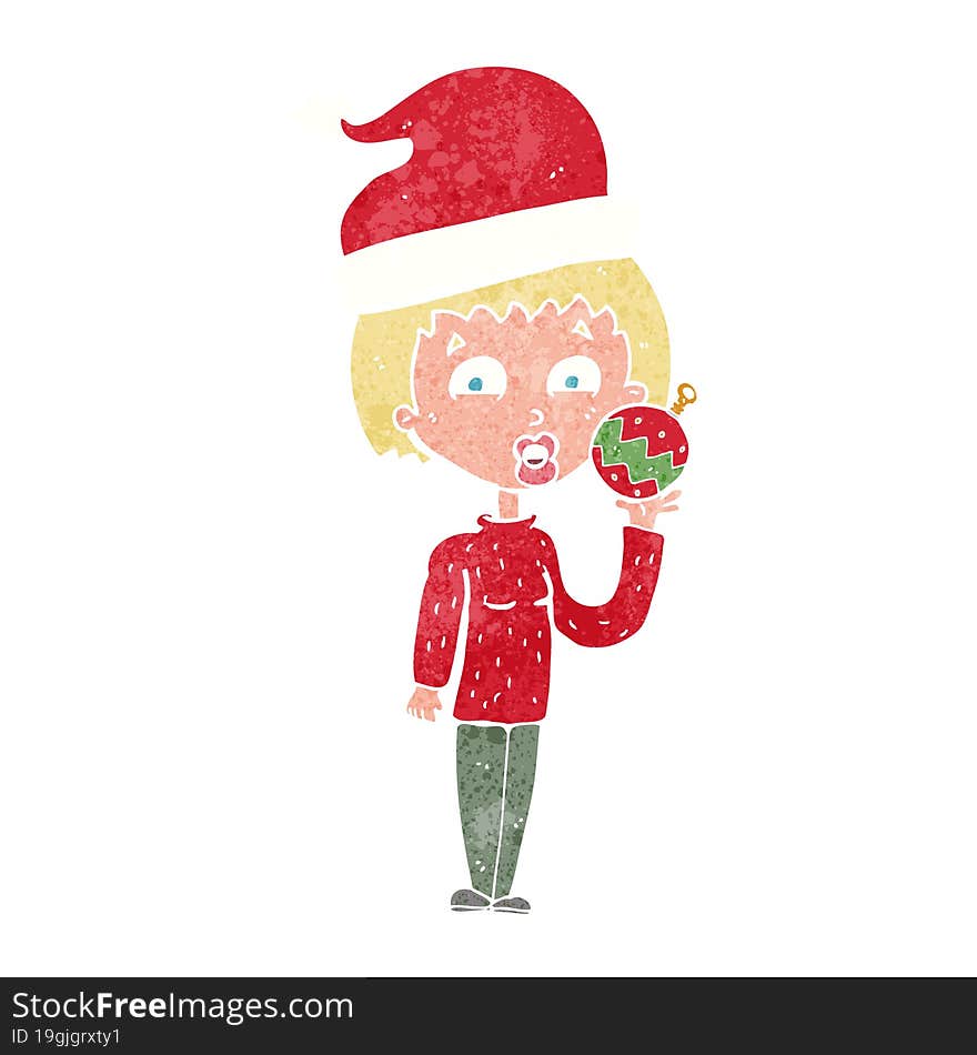 cartoon woman ready for christmas